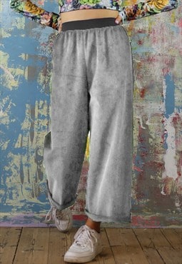 Grey Corduroy Cropped Trousers 