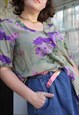 VINTAGE 90S COLOURFUL FLORAL FLOWERY FLOWER PRINT BLOUSE TOP