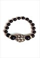 BLACK AND SILVER LARGE CRYSTAL BALL BEAD BRACELET 