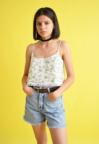 90'S STYLE BOHO FESTIVAL PETITE FLORAL PRINT CROP TOP