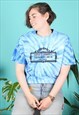 Vintage Tie-Dye T-Shirt 1990s in Blue Cinema Print