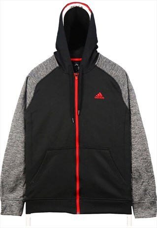 VINTAGE 90'S ADIDAS HOODIE NYLON SPORTSWEAR ZIP UP BLACK