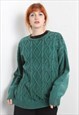Vintage 90's Cable Knit Jumper Green