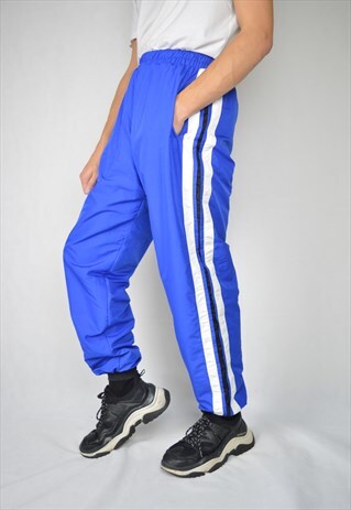 VINTAGE BLUE STRIPED RAVE SPORTS JOGGERS