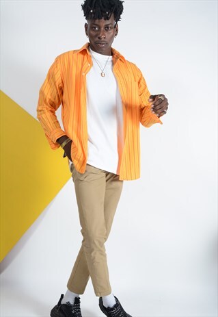 VINTAGE GAP STRIPED SHIRT IN ORANGE.