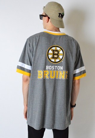 VINTAGE 90S GREY NHL BOSTON BRUINS HOCKEY T-SHIRT