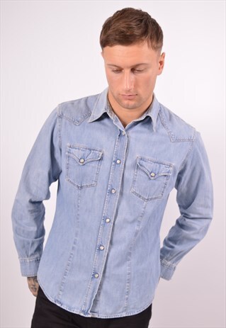 VINTAGE BENETTON DENIM SHIRT BLUE