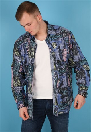 VINTAGE PATTERN SHIRT IN MULTI NS184