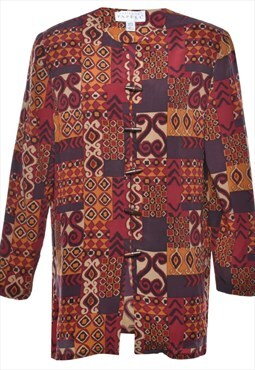 Vintage Geometric Pattern Classic Blouse - L