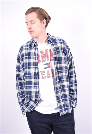 VINTAGE KAPPA SHIRT CHECK BLUE