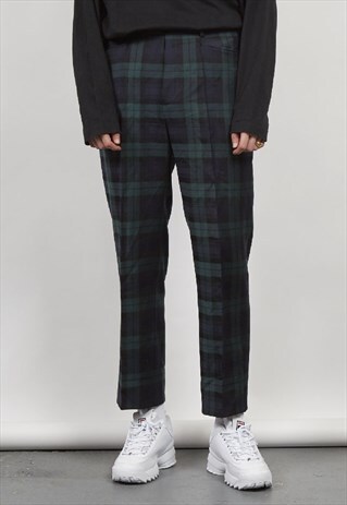 VINTAGE 90'S GREEN TARTAN TROUSERS