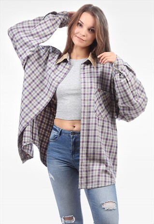 VINTAGE CORDUROY COLLAR FLANNEL SHIRT
