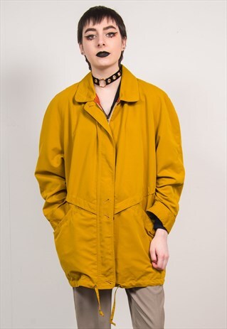 VINTAGE 90'S MUSTARD YELLOW OVERSIZED MAC PARKA COAT