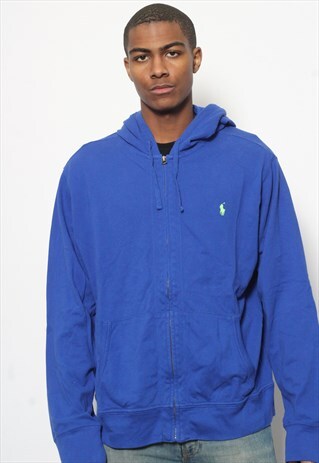 VINTAGE POLO RALPH LAUREN LOGO HOODIE BLUE