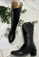 COWBOY BOOTS BLACK WESTERN COWGIRL BOOTS EMBROIDERED