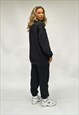 BLACK TRACKSUIT JOGGERS LOUNGEWEAR PEA STREET LOGO