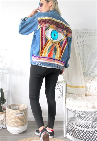 VINTAGE JEANS DENIM JACKET ETHNIC EMBROIDERY