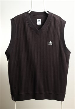 Vintage Adidas Knitwear Vest Top V-Neck Logo Gilet Black