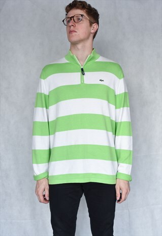 VINTAGE HALF ZIP LACOSTE STRIPED JUMPER SIZE L