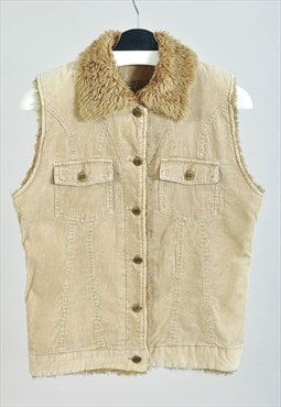 Vintage 90s lined corduroy vest in beige