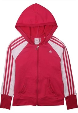 Vintage 90's Adidas Hoodie Striped Sleeves Full Zip Up Pink