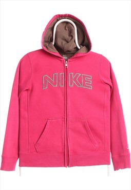 Vintage 90's Nike Hoodie Spellout Full Zip Up Pink Large