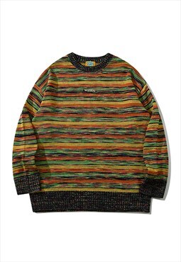 Striped sweater color block jumper rainbow pullover orange
