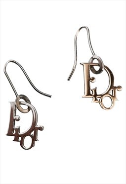 Vintage Dior Oblique earrings in silver metal