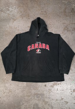 Vintage Canadian Ice Hockey Hoodie Black