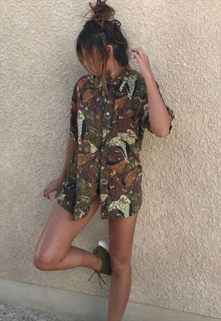 PATTERNED OVERSIZED RETRO VINTAGE UNISEX FESTIVAL SHIRT