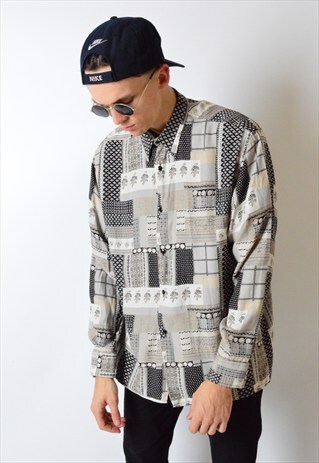 VINTAGE 80S ABSTRACT AZTEC LONG SLEEVE SHIRT