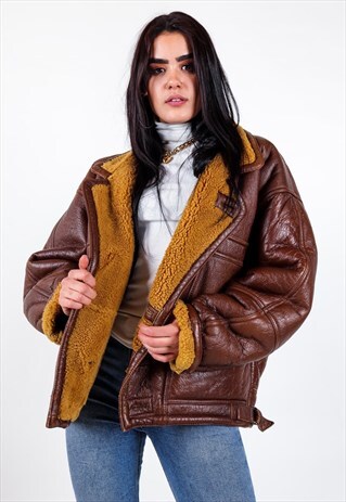 VINTAGE SHERPA LINED LEATHER JACKET J3254