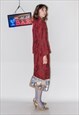 90'S VINTAGE CLASSIC ROSE PRINT CO-ORDINATES IN BURGUNDY