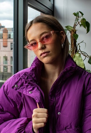 SLIM CAT EYE SUNGLASSES IN PINK