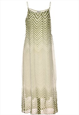 Vintage Green Geometric Stripe Robbie Bee Maxi Dress - L