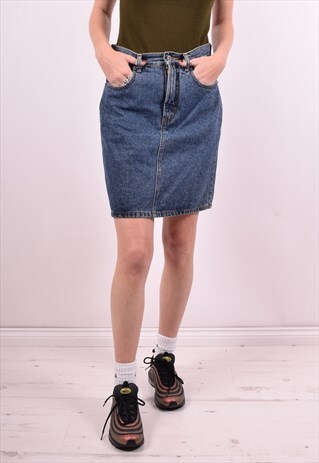 ESPIRIT WOMENS VINTAGE DENIM SKIRT W28 BLUE 90'S