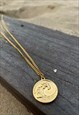 MENS GOLD WAVE PENDANT NECKLACE STAINLESS STEEL NECKLACE