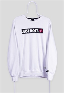 Vintage Nike White Sweatshirt Just Do It Spell Out XL