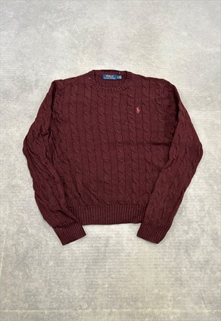 POLO RALPH LAUREN KNITTED JUMPER CABLE KNIT PATTERN SWEATER