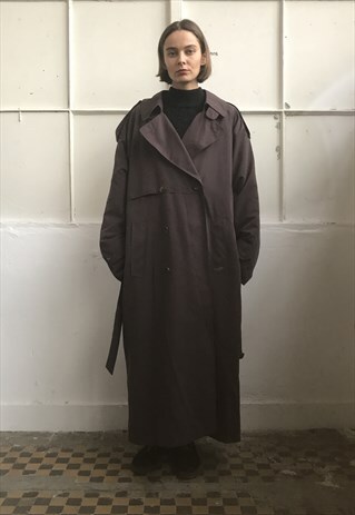 VINTAGE 90' CLASSIC UNISEX BROWN DOUBLE LINING COAT