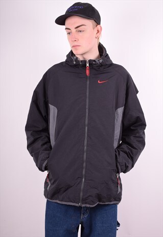 NIKE MENS VINTAGE REVERSIBLE JACKET LARGE BLACK 90'S