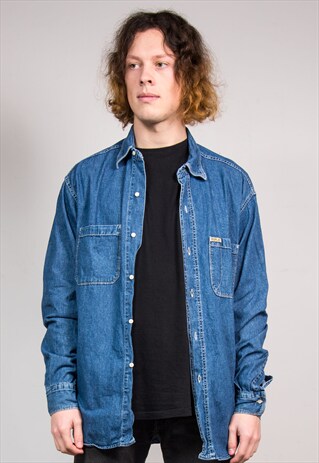 VINTAGE 90'S REPLAY DARK BLUE DENIM SHIRT