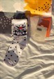 SMILEY FACE POLKA DOT JAPANESE TEXT SOCKS