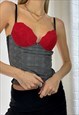 VINTAGE Y2K LACE CORSET TOP RED CHECKED PLAID GRUNGE