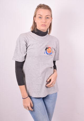NIKE WOMENS VINTAGE T-SHIRT TOP LARGE GREY 90S