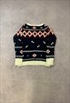 VINTAGE KNITTED JUMPER ABSTRACT PATTERNED KNIT SWEATER