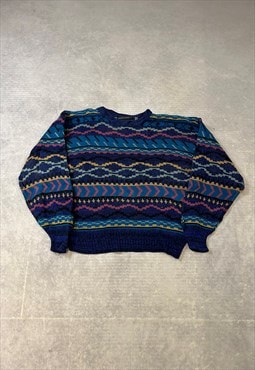 Vintage Knitted Jumper Abstract Patterned Knit Sweater