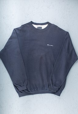 90s Champion Blue Minimal Logo Sweatshirt - B2428