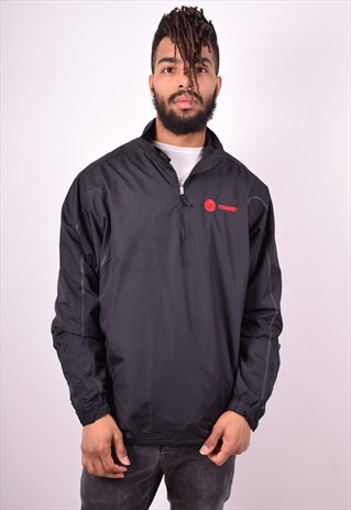 NIKE MENS VINTAGE PULLOVER TRACKSUIT TOP LARGE BLACK 90S
