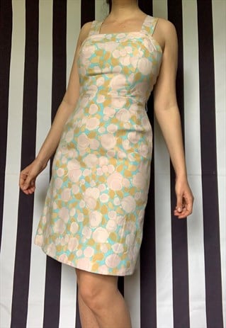 VINTAGE 60S PENCIL MINI/MIDI MULTICOLOURED DRESS, UK8/10